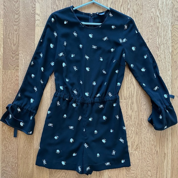 Club Monaco Floral Embroidery Romper with Pockets - Picture 3 of 7